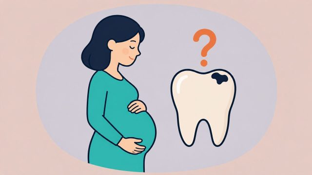 妊婦さんと虫歯のイラスト