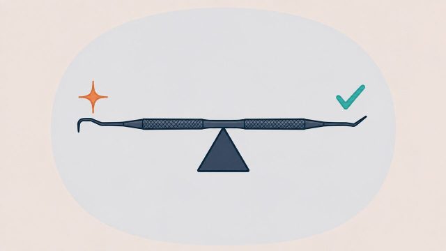 治療のメリットとデメリットを比べるイラスト