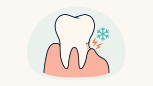 歯茎が下がって露出した歯の根元に冷たい刺激がしみるイラスト（知覚過敏）