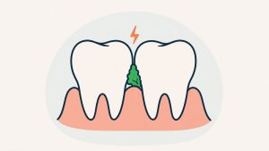 歯と歯の間に食べ物が挟まったイラスト