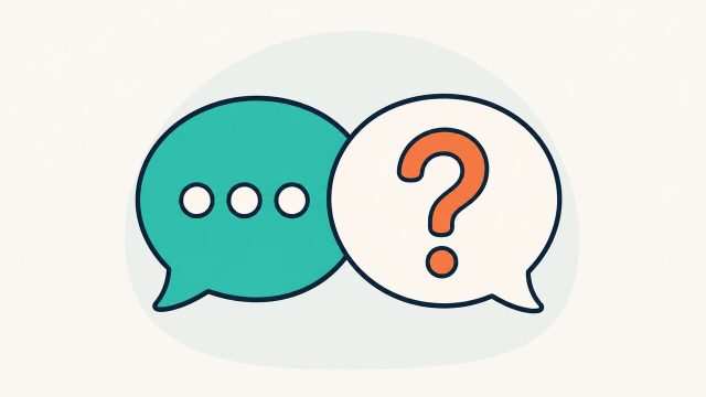 質問と回答を表す2つの吹き出しのイラスト（歯のQ&A）