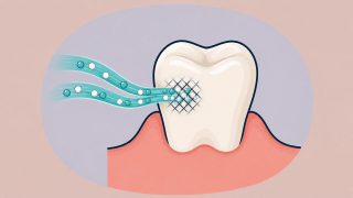 エナメル質の再石灰化(ミネラルが歯に取り込まれる)のイラスト