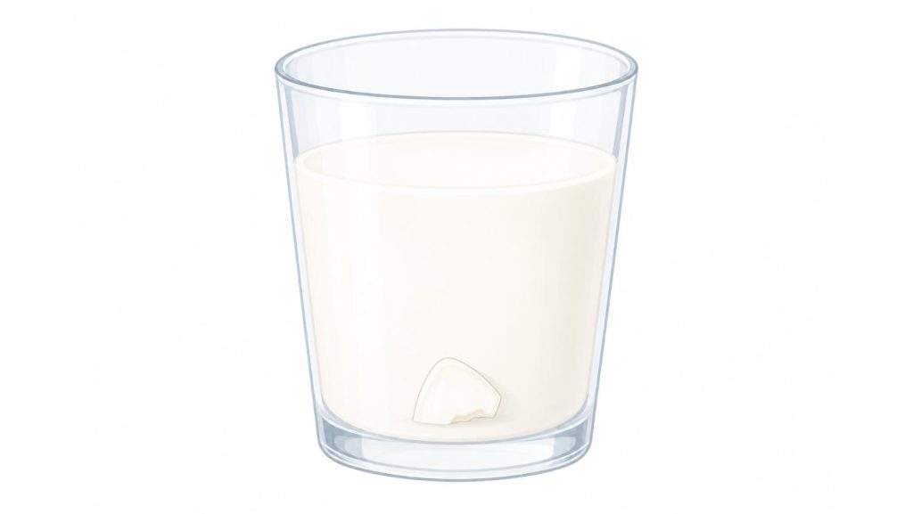 欠けた歯の破片を牛乳や歯の保存液に浸けて乾燥させないように保存するイメージ。